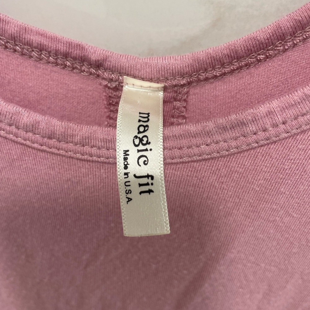 Magic Fit Mauve Sleeveless Tank Top split back rose pink made in USA 🇺🇸😊 M - Picture 4 of 8